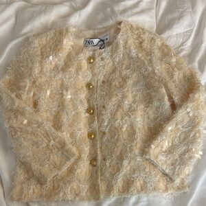 Zara Beige Sequin Jacket